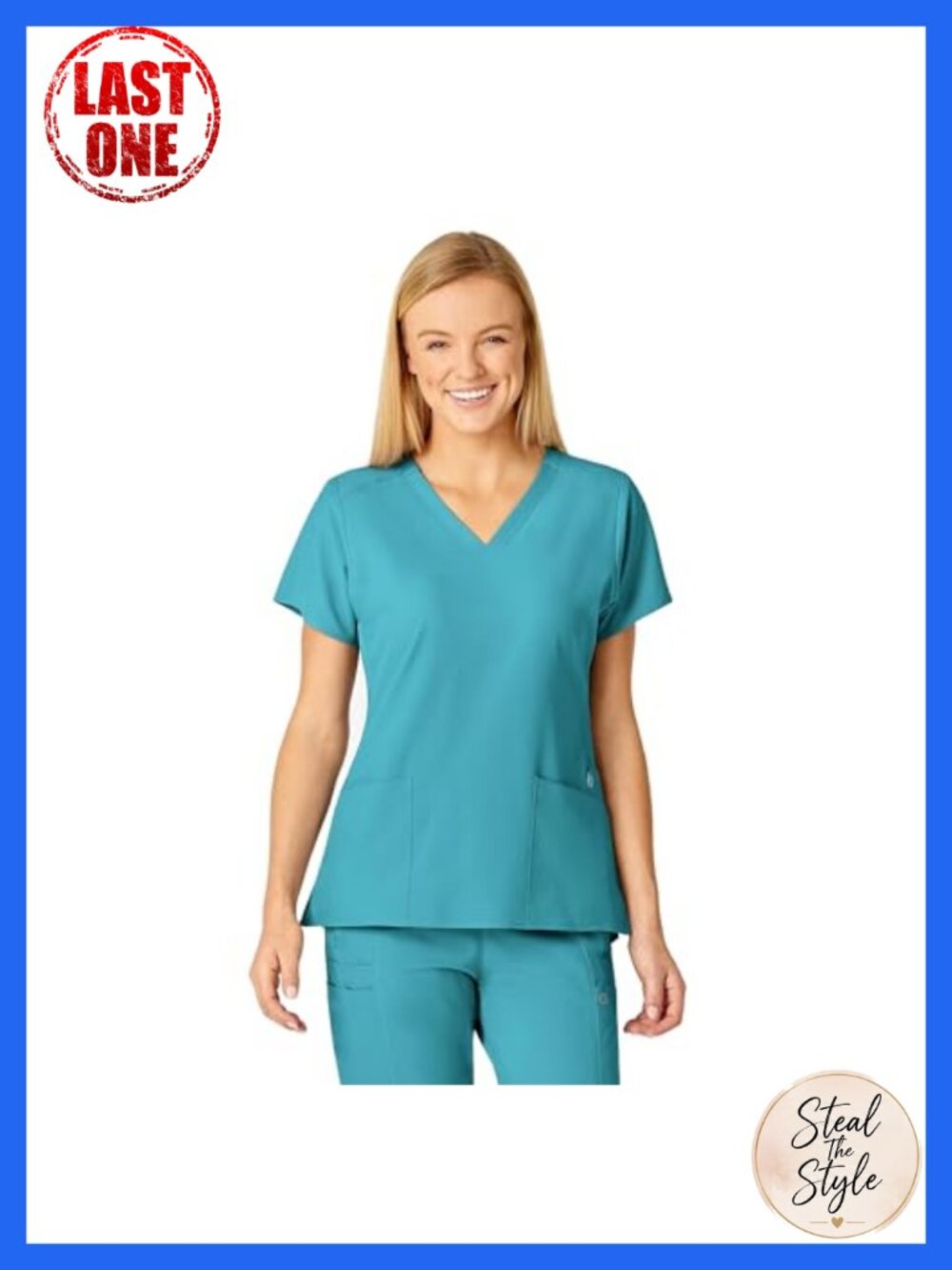 Women's Stylized V-Neck Scrub Top Modern Fit 4-Way Stretch Medical Uniform